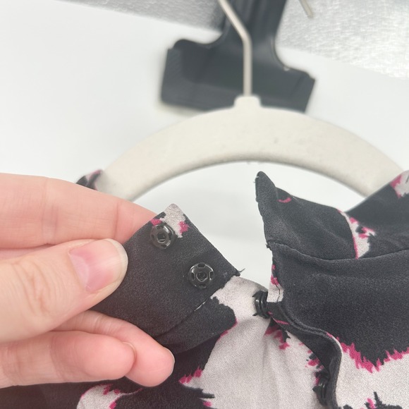 Proenza Schouler Watercolor Abstract Printed Luxury Silk Mini Dress Size 0 Black - Picture 7 of 11